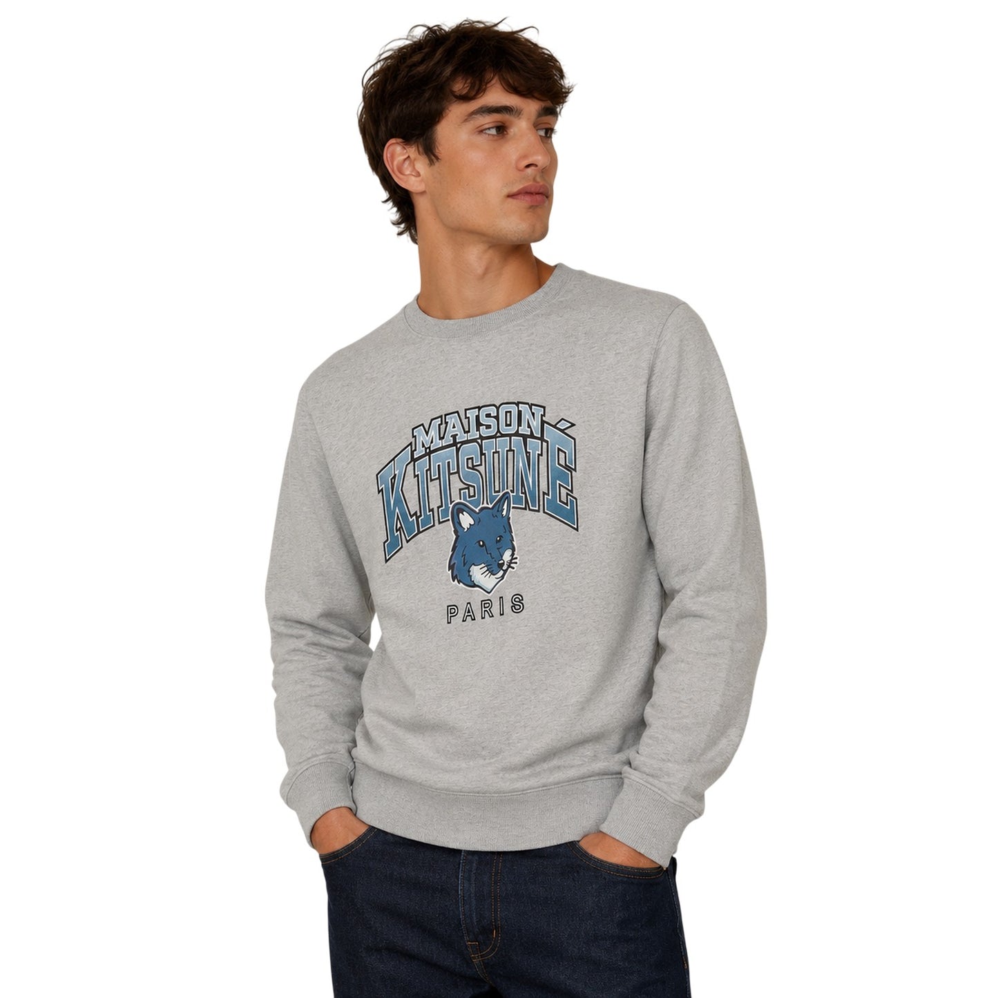 Grey - Back - Maison Kitsuné Unisex Adult Fox Regular Sweatshirt