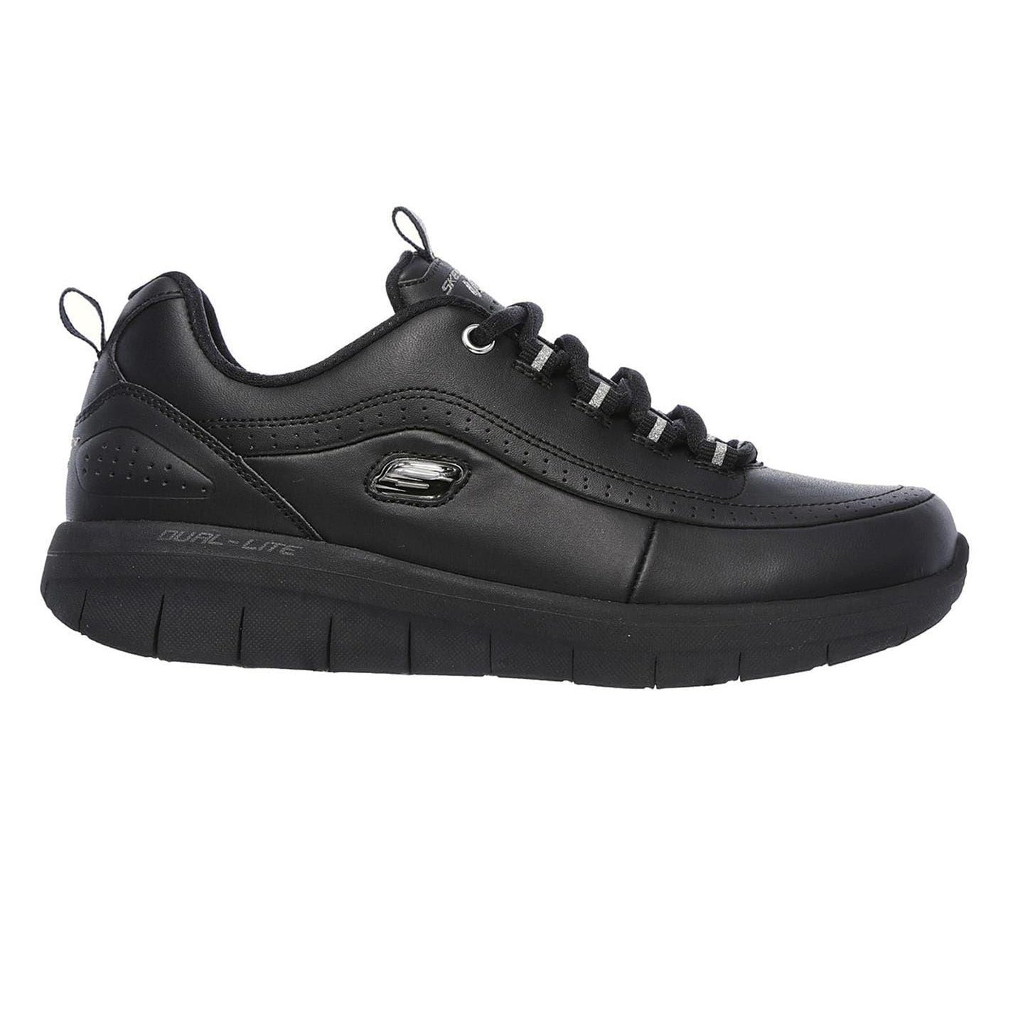 Black - Front - Skechers Womens-Ladies Elite Status Leather Trainers