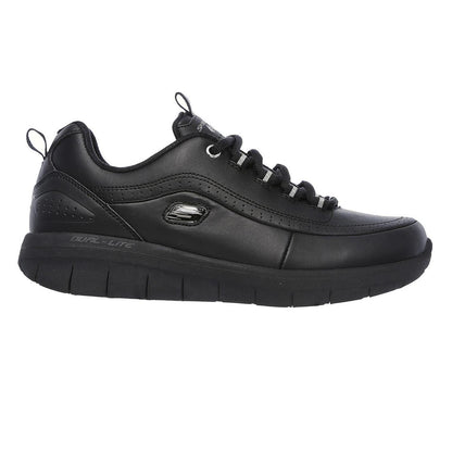Black - Front - Skechers Womens-Ladies Elite Status Leather Trainers