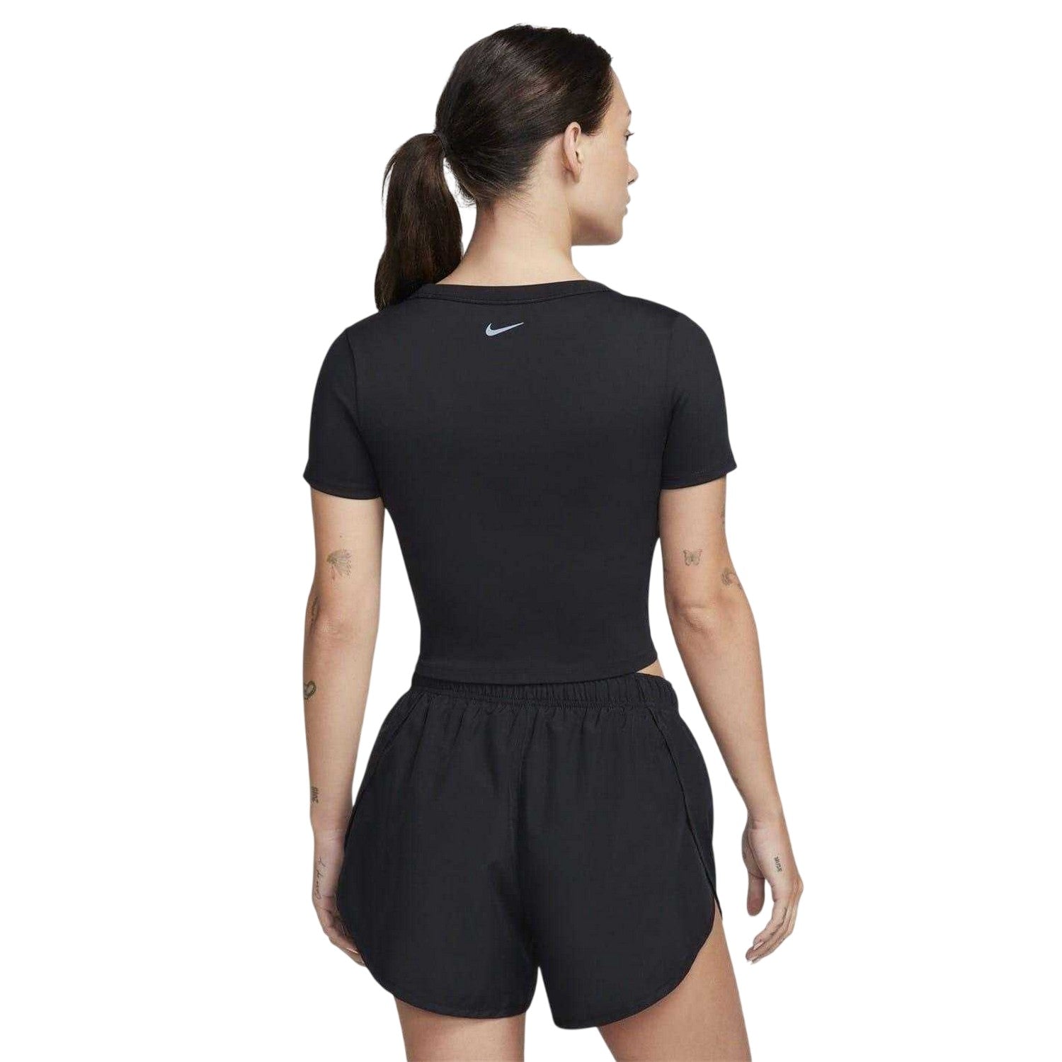 Black - Back - Nike Womens-Ladies Dri-FIT Slim Crop T-Shirt