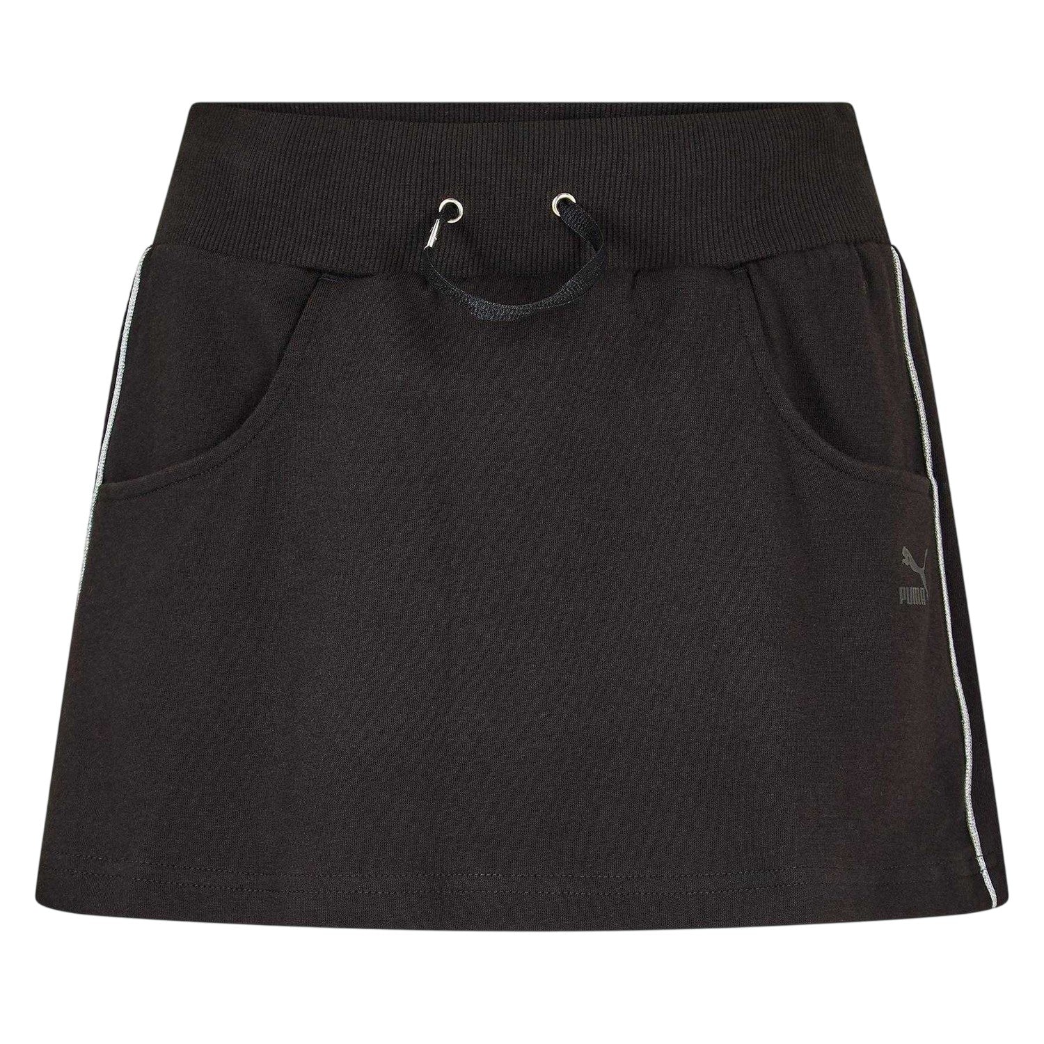 Black - Front - Puma Womens-Ladies Originals Ribbed Mini Skirt