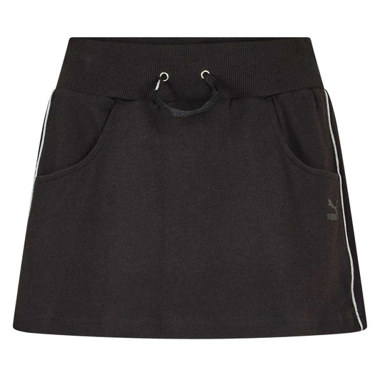 Black - Front - Puma Womens-Ladies Originals Ribbed Mini Skirt