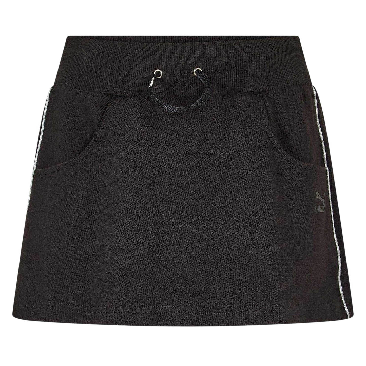 Black - Front - Puma Womens-Ladies Originals Ribbed Mini Skirt