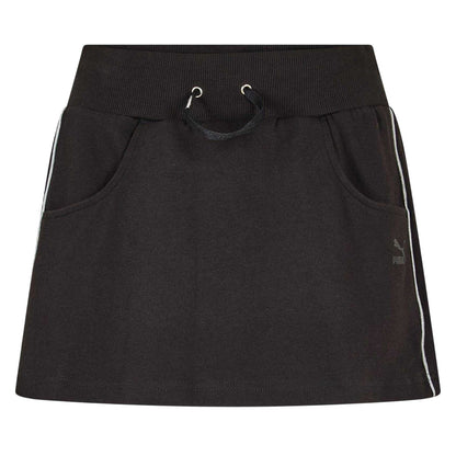 Black - Front - Puma Womens-Ladies Originals Ribbed Mini Skirt