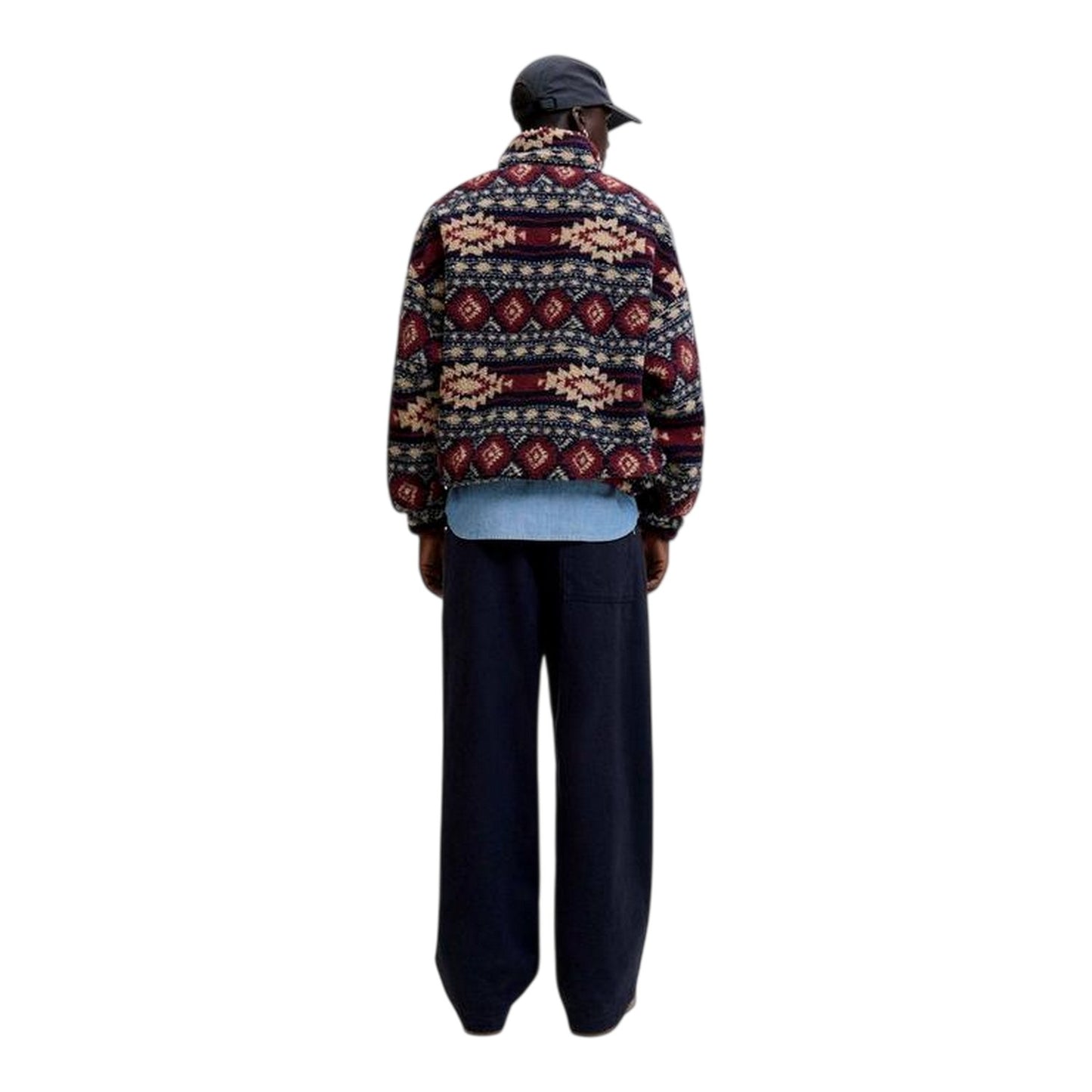 Navy Blazer - Back - Jack And Jones Mens Eddie Teddy Fleece Half Zip Sweatshirt