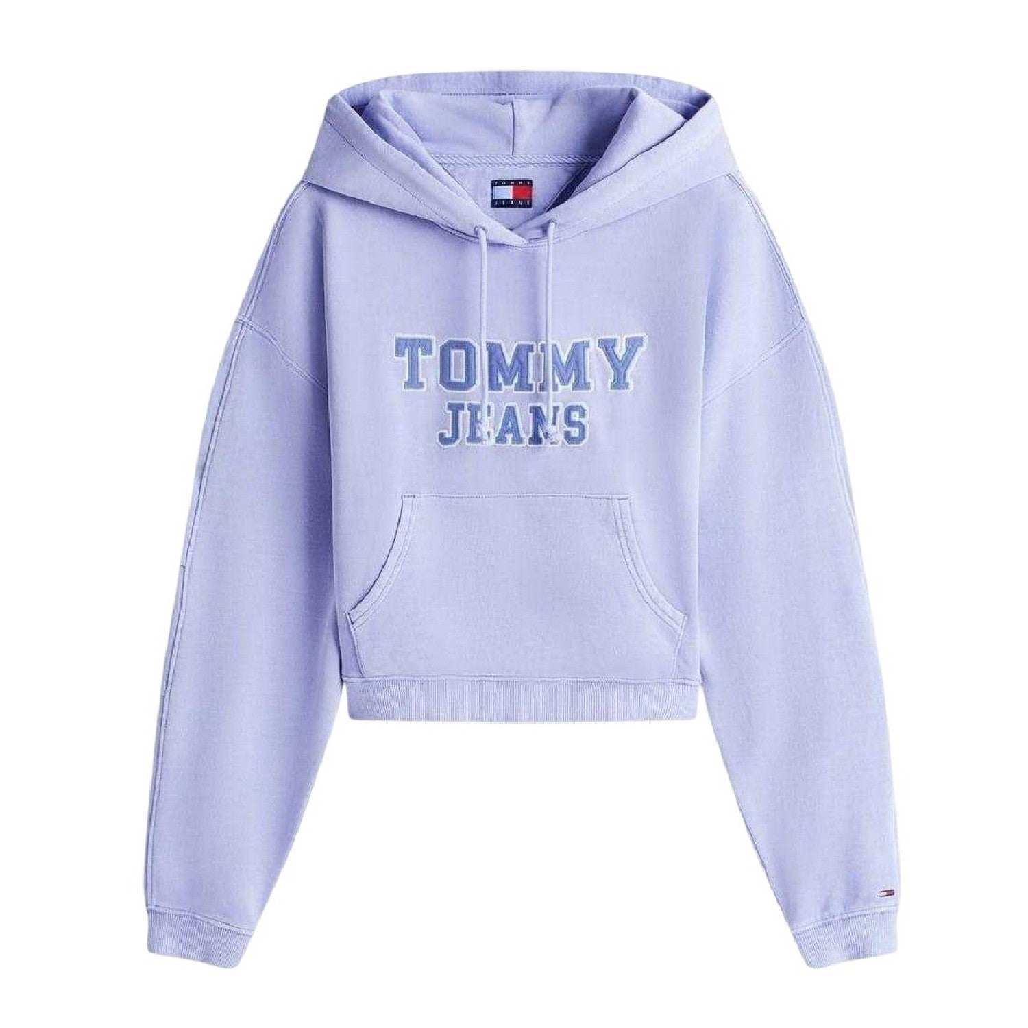 Vintage-Iris - Front - Tommy Jeans Womens-Ladies Varsity Crop Hoodie