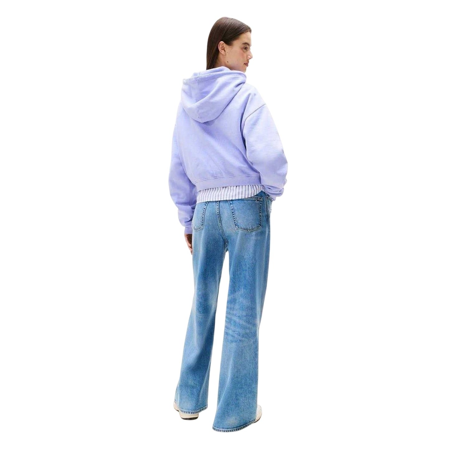 Vintage-Iris - Back - Tommy Jeans Womens-Ladies Varsity Crop Hoodie