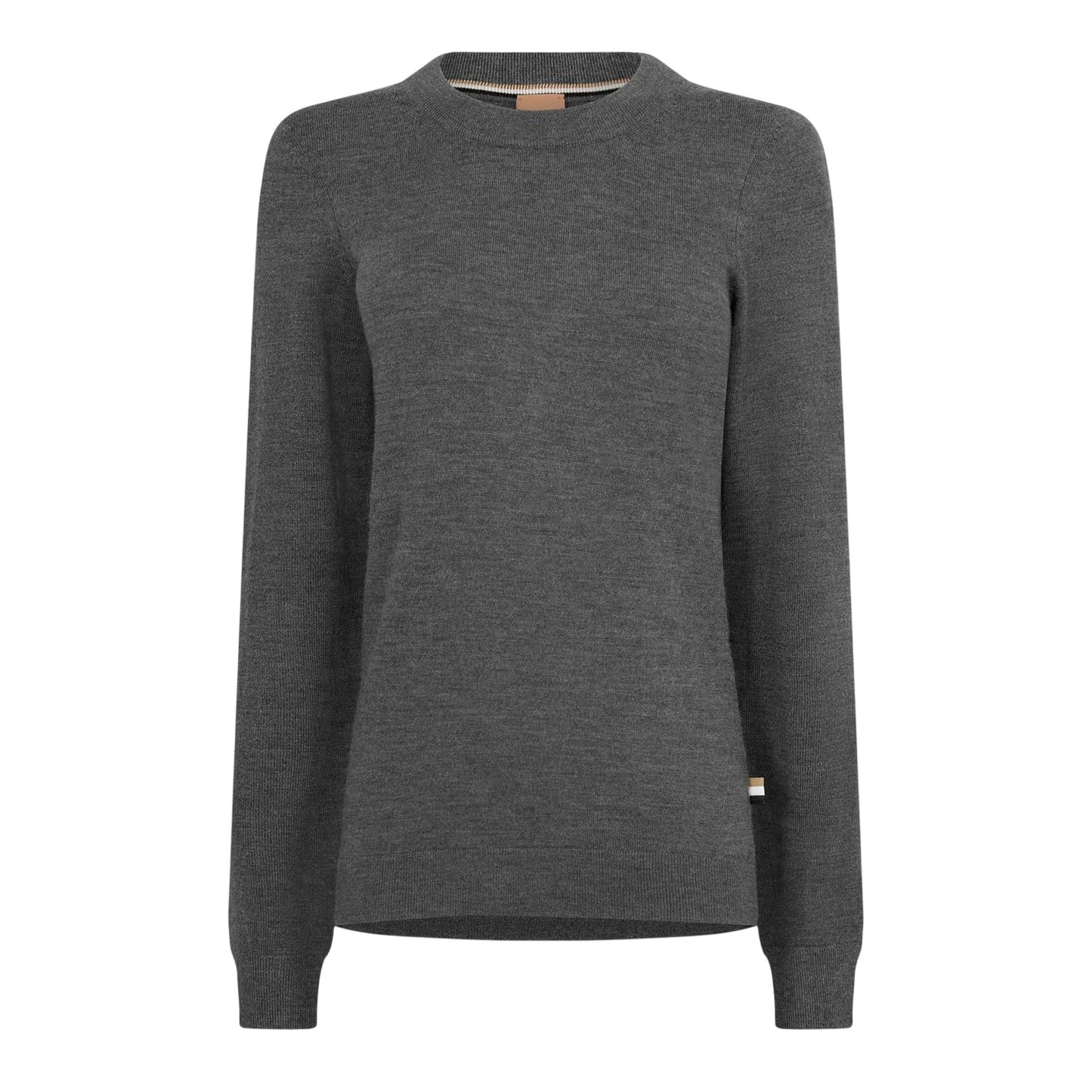 Medium Grey - Front - Boss Womens-Ladies Fegano Fine Knit Long-Sleeved T-Shirt