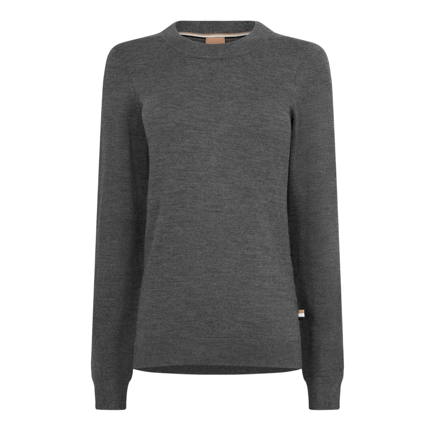 Medium Grey - Front - Boss Womens-Ladies Fegano Fine Knit Long-Sleeved T-Shirt
