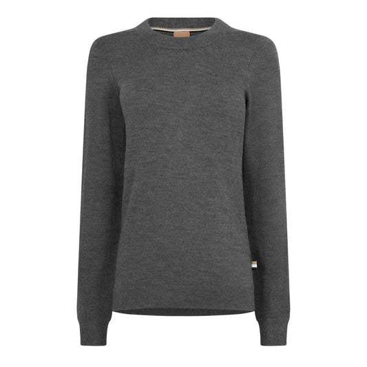 Medium Grey - Front - Boss Womens-Ladies Fegano Fine Knit Long-Sleeved T-Shirt