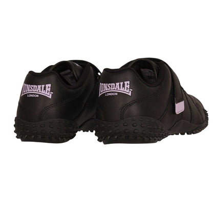 Black-Lavender - Back - Lonsdale Womens-Ladies Fulham Leather Hook and Loop Trainers