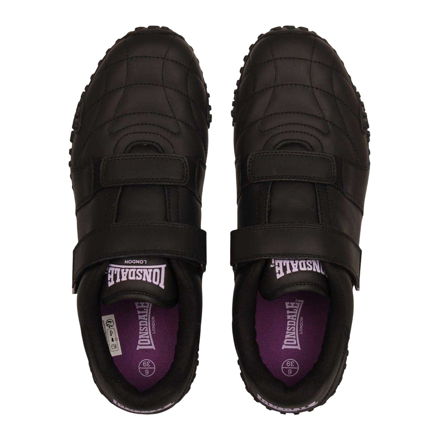 Black-Lavender - Lifestyle - Lonsdale Womens-Ladies Fulham Leather Hook and Loop Trainers
