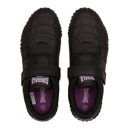 Black-Lavender - Lifestyle - Lonsdale Womens-Ladies Fulham Leather Hook and Loop Trainers