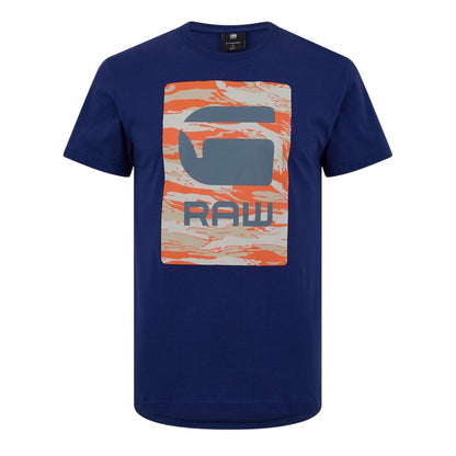 Ballad Blue - Front - G-Star Mens Camo Box Cotton T-Shirt