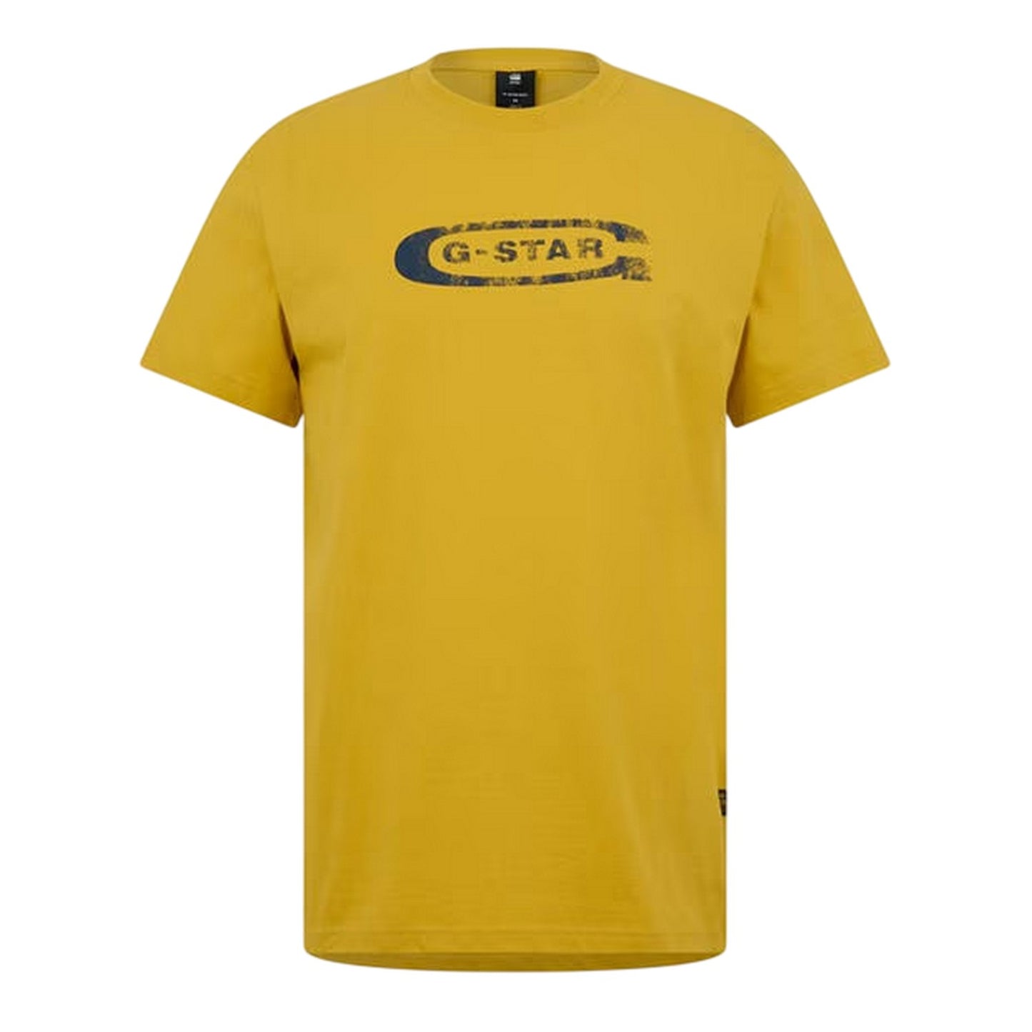 Lemon Yellow - Front - G-Star Mens Distressed Logo Regular T-Shirt