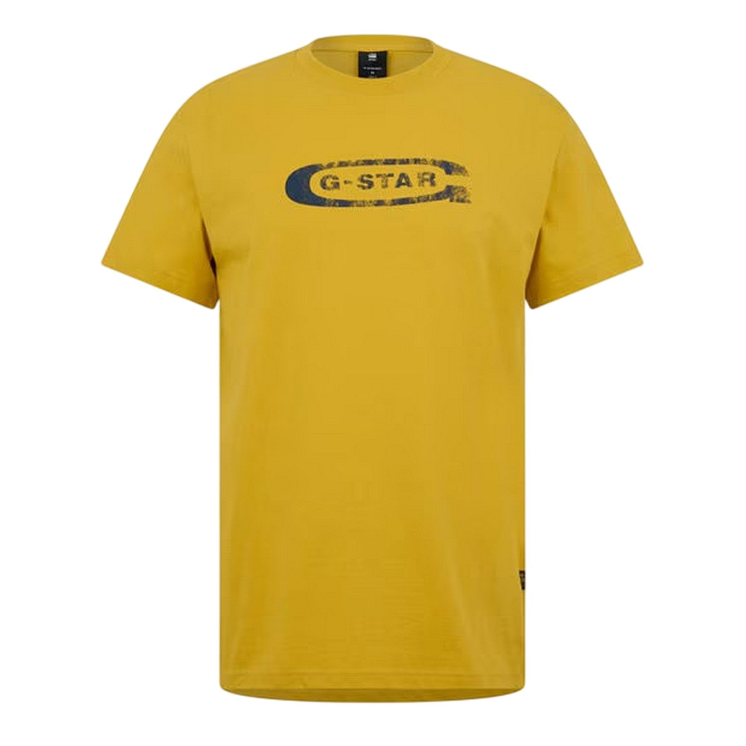 Lemon Yellow - Front - G-Star Mens Distressed Logo Regular T-Shirt