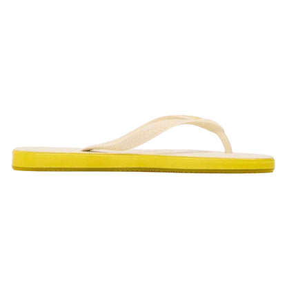 Beige-Yellow - Front - Havaianas Unisex Adult Rubber Thong Strap Flat Flip Flops