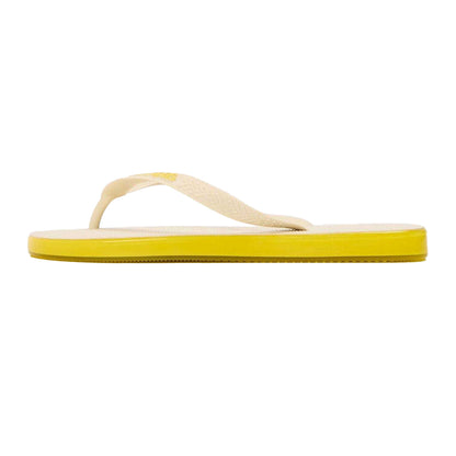 Beige-Yellow - Back - Havaianas Unisex Adult Rubber Thong Strap Flat Flip Flops