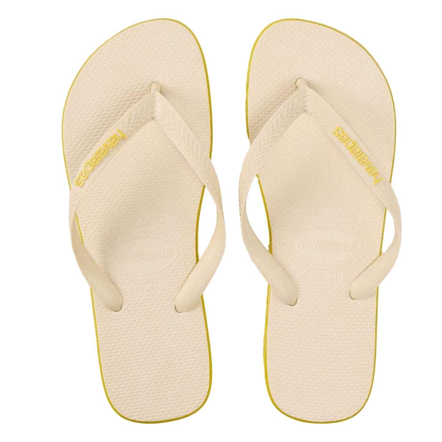 Beige-Yellow - Side - Havaianas Unisex Adult Rubber Thong Strap Flat Flip Flops