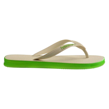 Beige-Green - Front - Havaianas Unisex Adult Rubber Thong Strap Flat Flip Flops