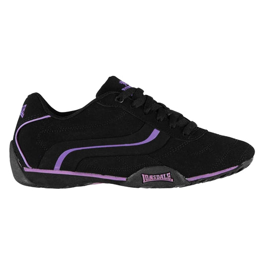 Black - Front - Lonsdale Womens-Ladies Camden Leather Trainers
