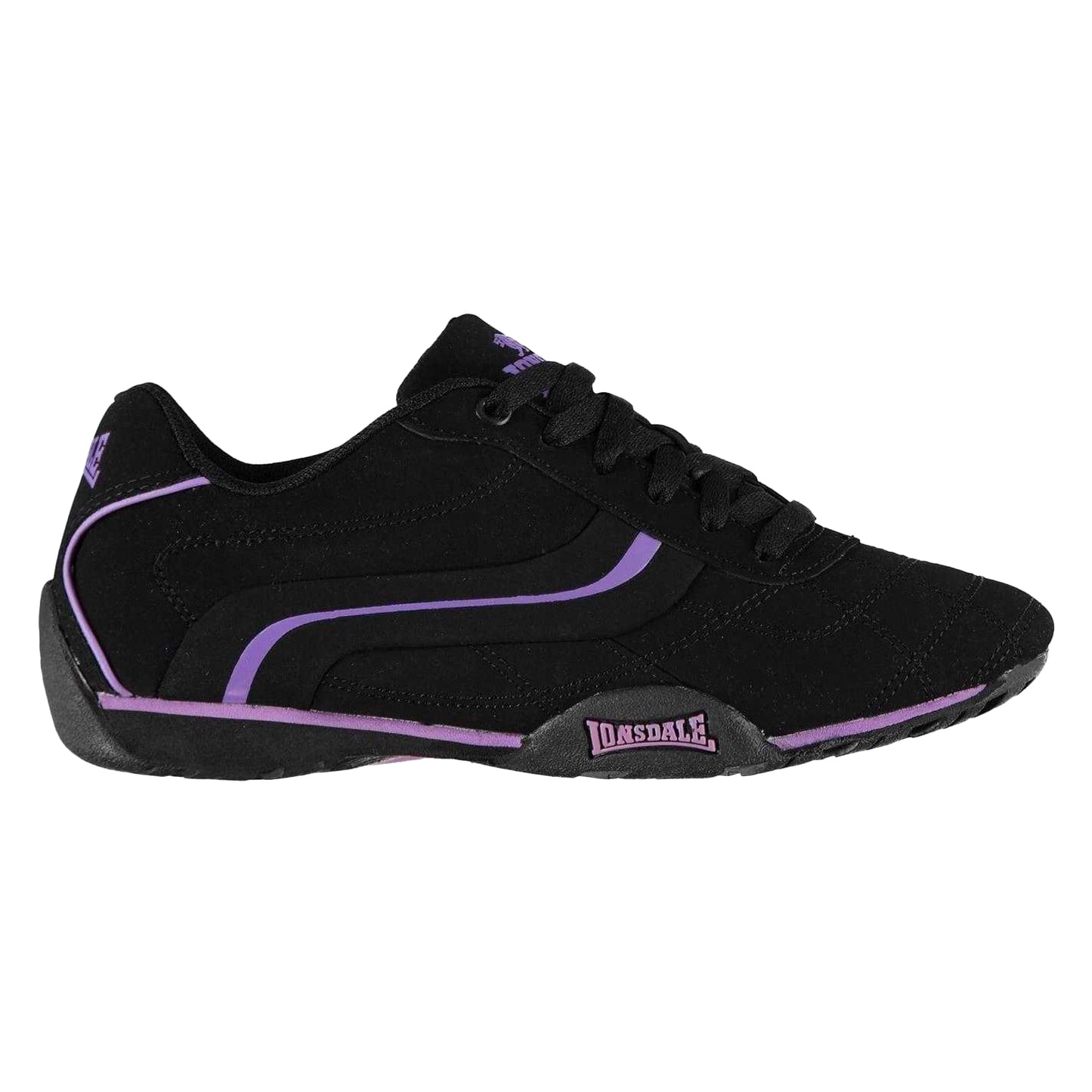 Black - Front - Lonsdale Womens-Ladies Camden Leather Trainers