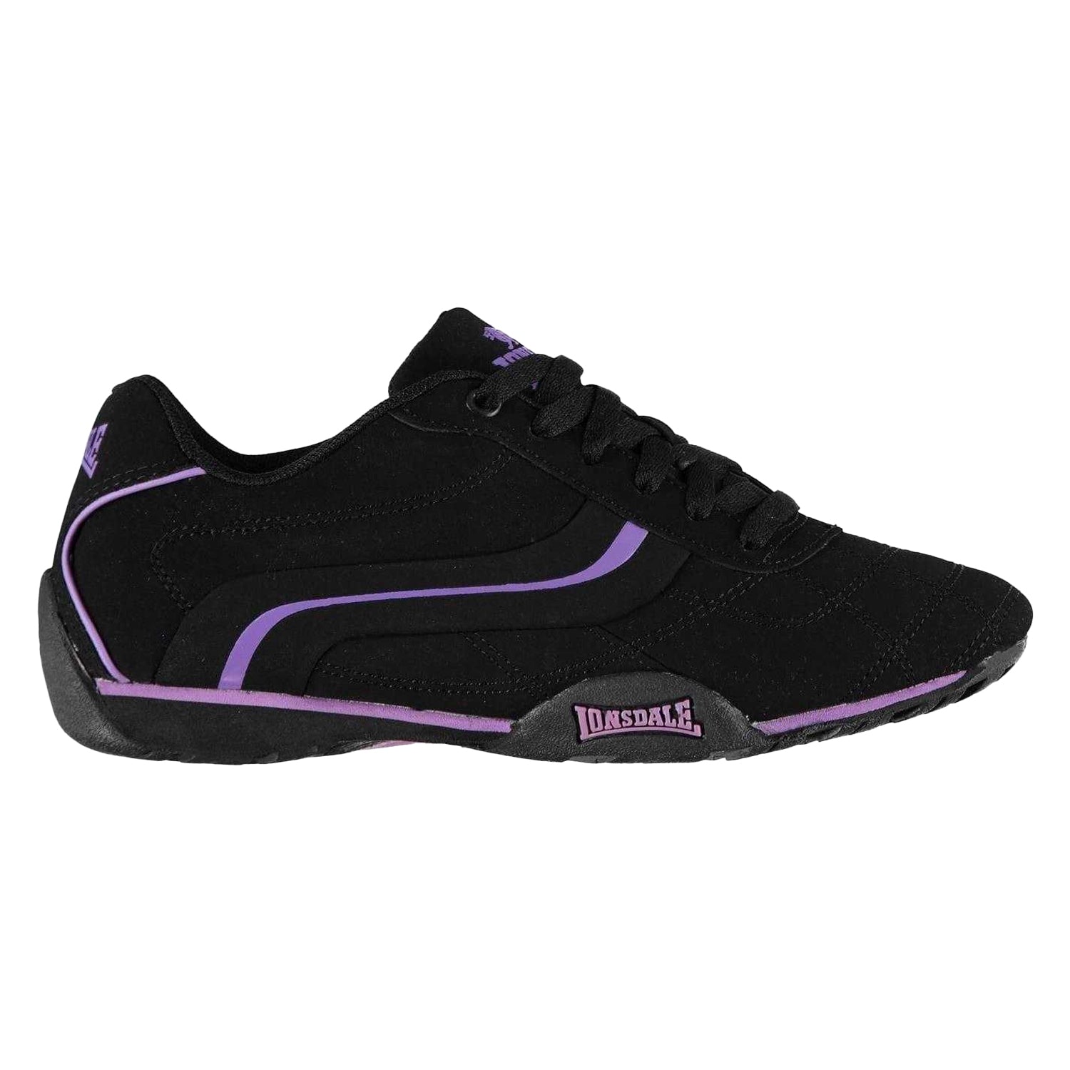 Black - Front - Lonsdale Womens-Ladies Camden Leather Trainers