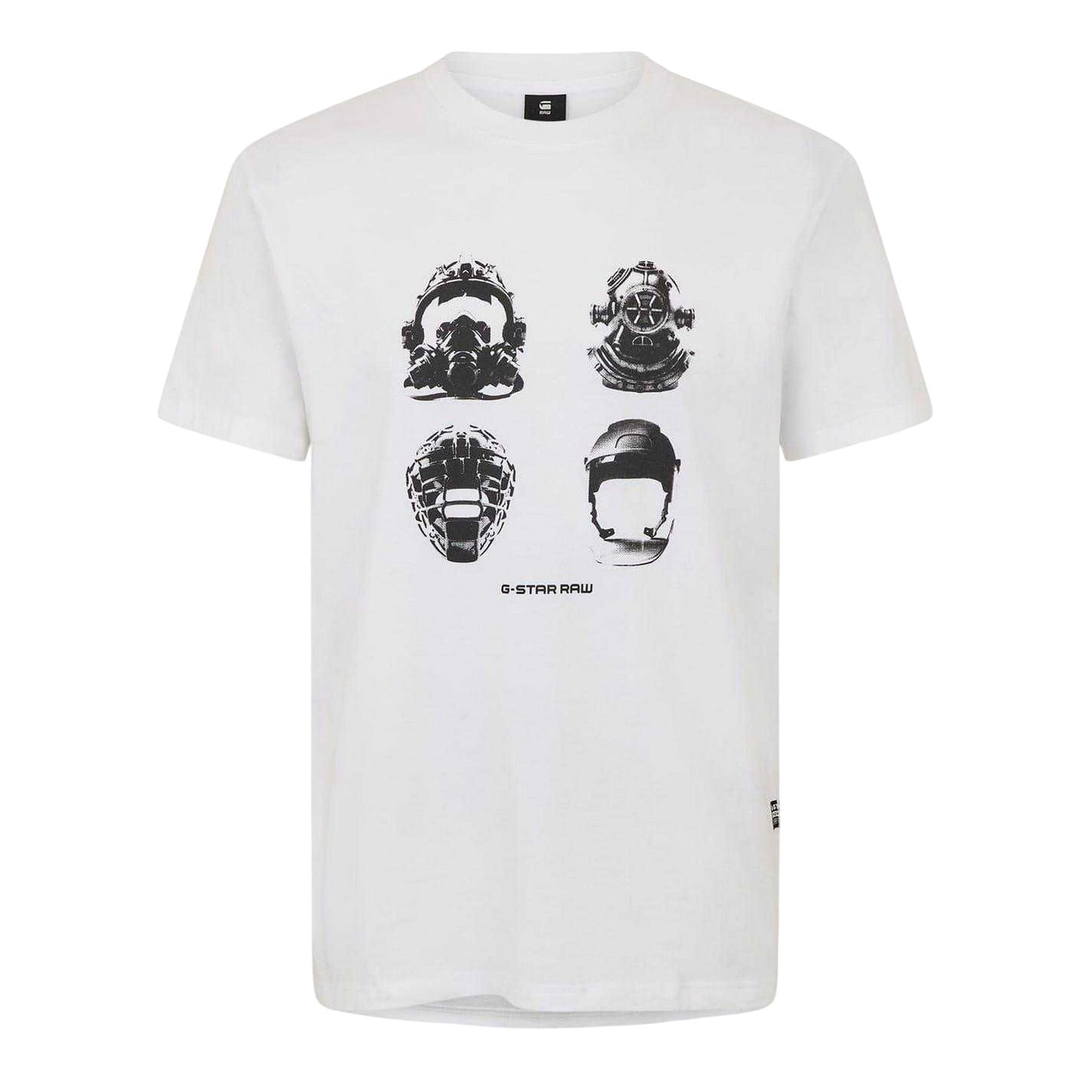 White - Front - G-Star Mens Helmet Cotton T-Shirt