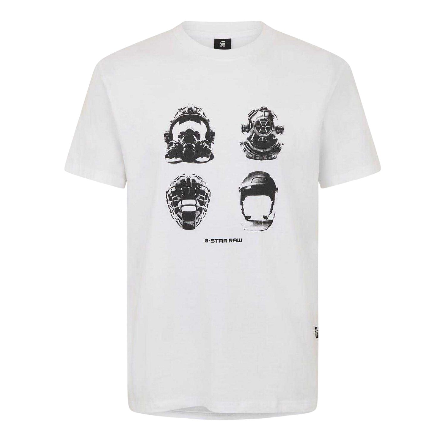 White - Front - G-Star Mens Helmet Cotton T-Shirt