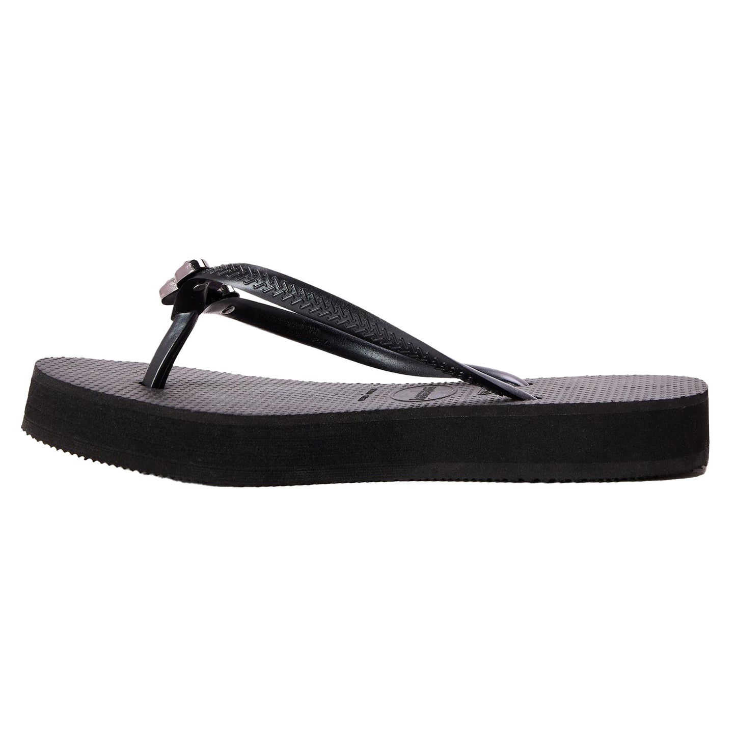 Black - Back - Havaianas Womens-Ladies Embellished Platform Flip Flops