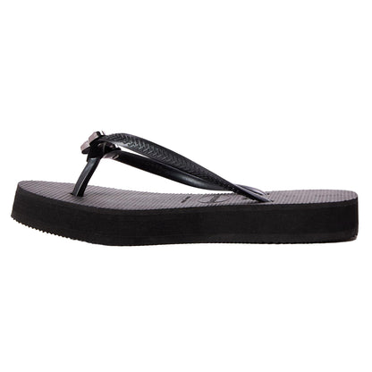 Black - Back - Havaianas Womens-Ladies Embellished Platform Flip Flops