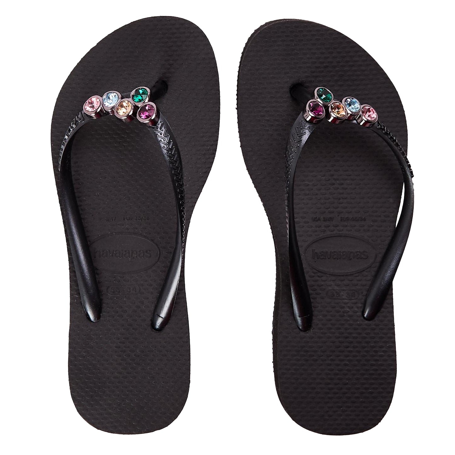 Black - Side - Havaianas Womens-Ladies Embellished Platform Flip Flops
