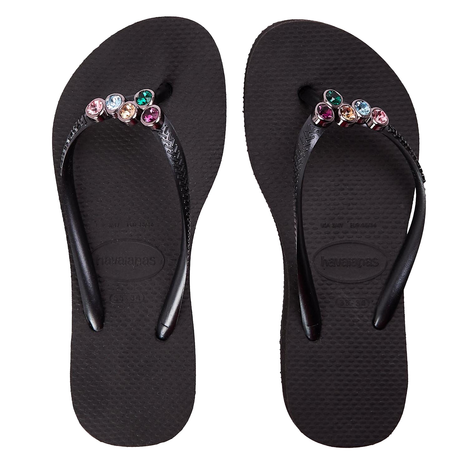 Black - Side - Havaianas Womens-Ladies Embellished Platform Flip Flops