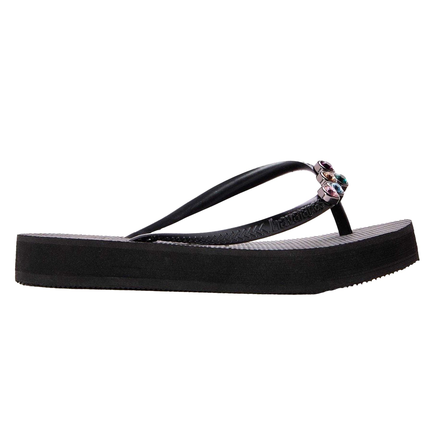 Black - Front - Havaianas Womens-Ladies Embellished Platform Flip Flops