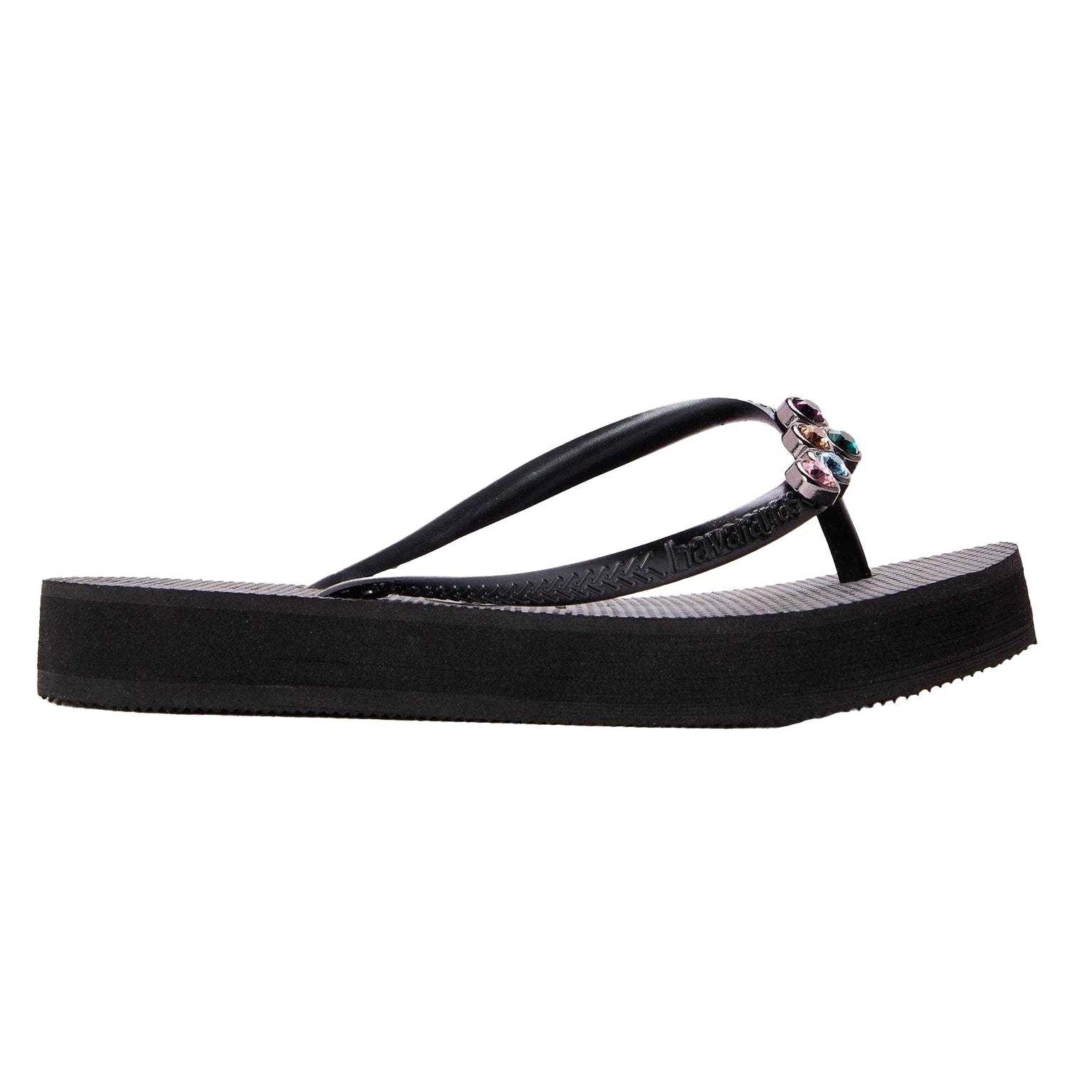 Black - Front - Havaianas Womens-Ladies Embellished Platform Flip Flops