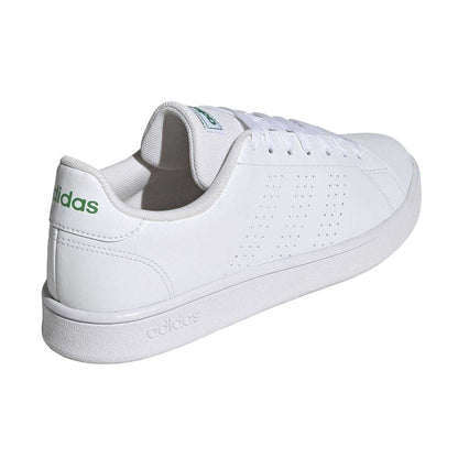 White-Green - Back - Adidas Mens Advantage Base Flat Trainers
