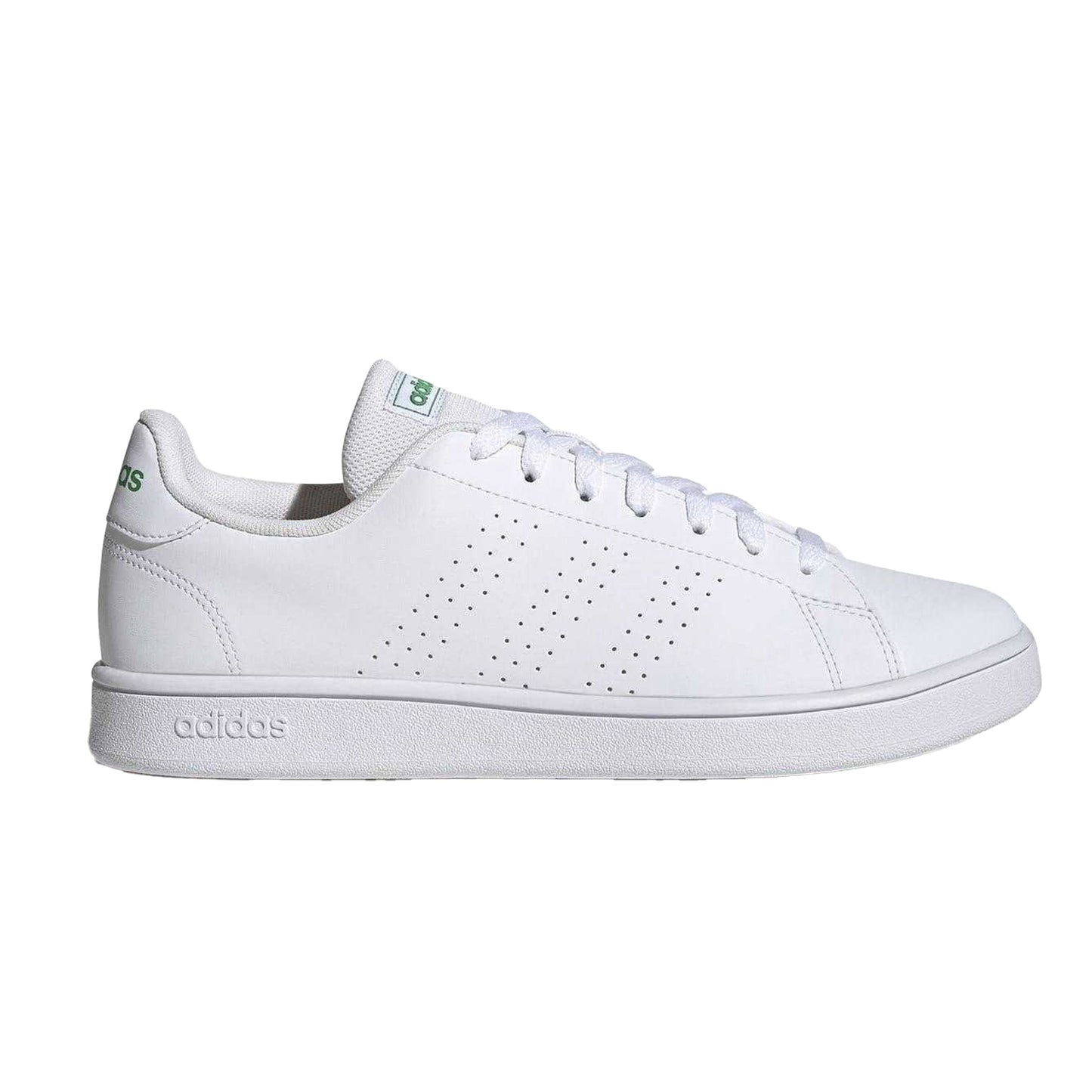White-Green - Front - Adidas Mens Advantage Base Flat Trainers