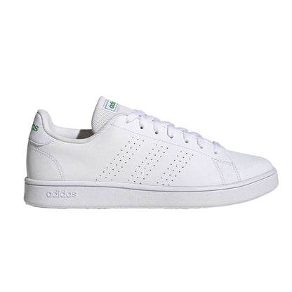 White-Green - Front - Adidas Mens Advantage Base Flat Trainers