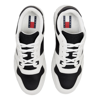 White-Black - Side - Tommy Jeans Mens Leather Basketball Cupsole Trainers