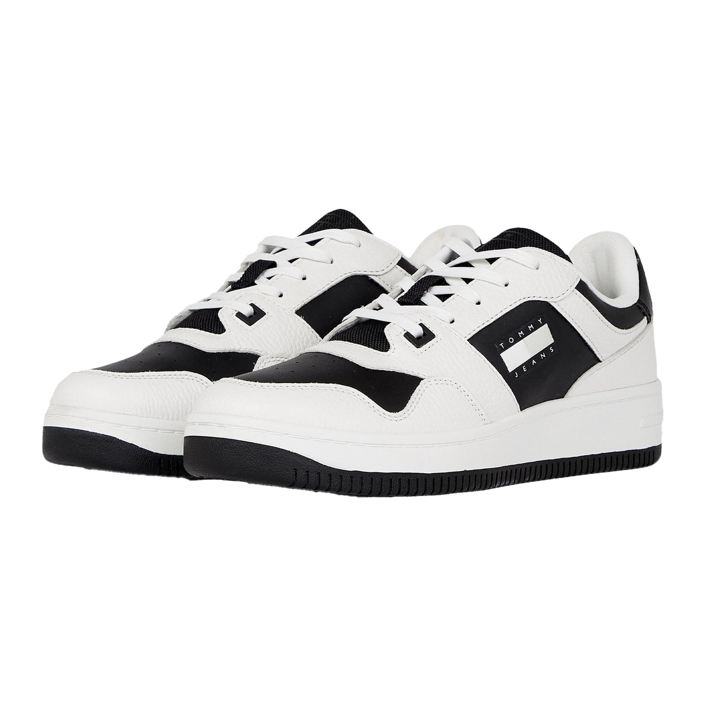 White-Black - Lifestyle - Tommy Jeans Mens Leather Basketball Cupsole Trainers
