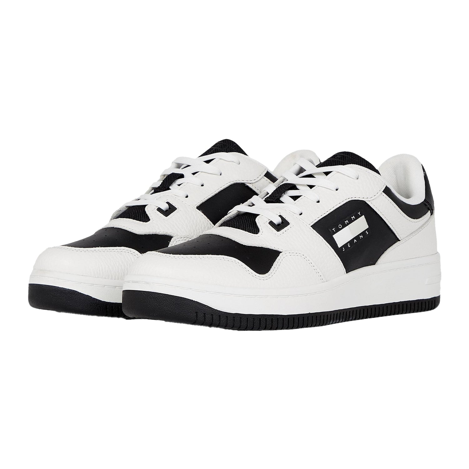White-Black - Lifestyle - Tommy Jeans Mens Leather Basketball Cupsole Trainers