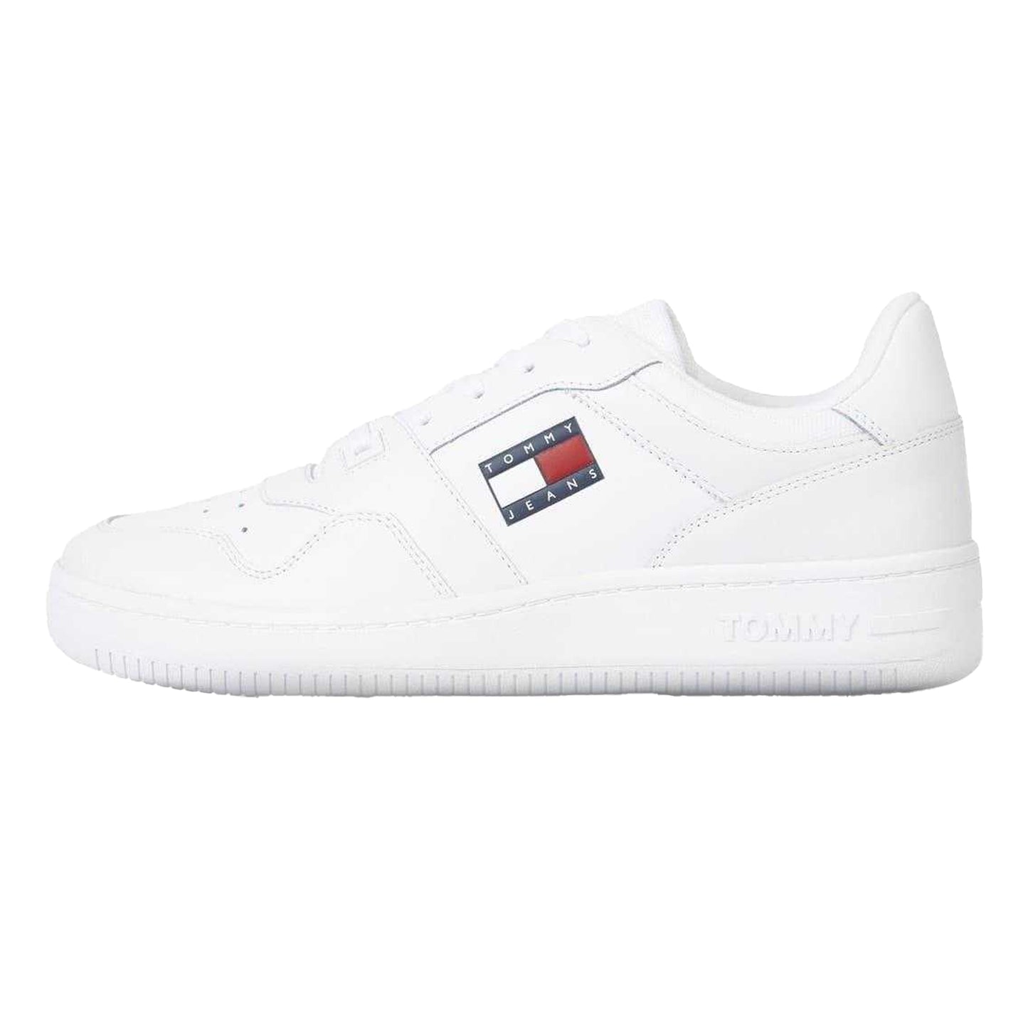 White - Back - Tommy Jeans Mens Leather Basketball Cupsole Trainers