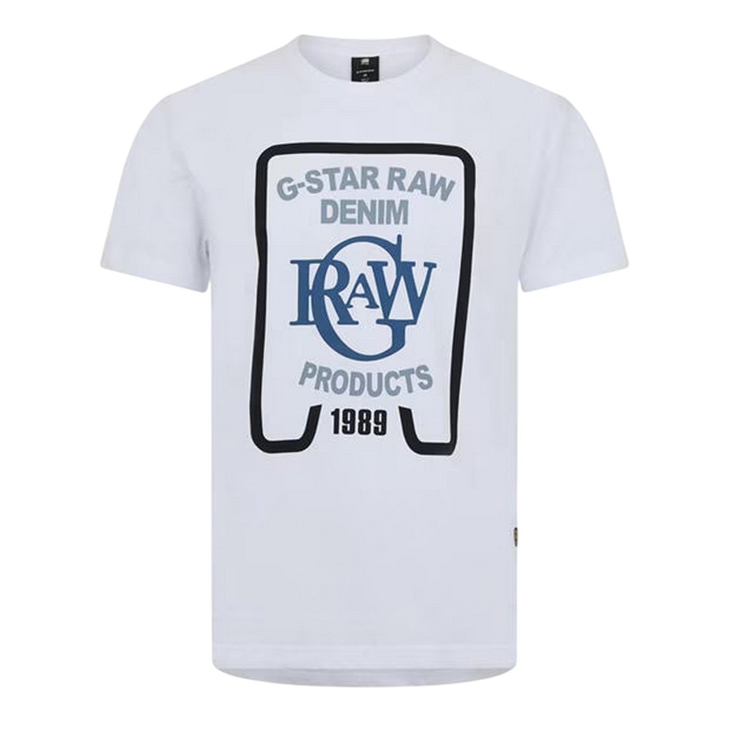 White - Front - G-Star Mens Raw 1989 Organic Cotton Regular T-Shirt