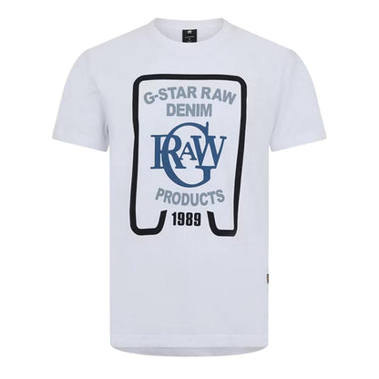 White - Front - G-Star Mens Raw 1989 Organic Cotton Regular T-Shirt
