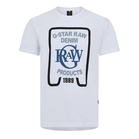 White - Front - G-Star Mens Raw 1989 Organic Cotton Regular T-Shirt