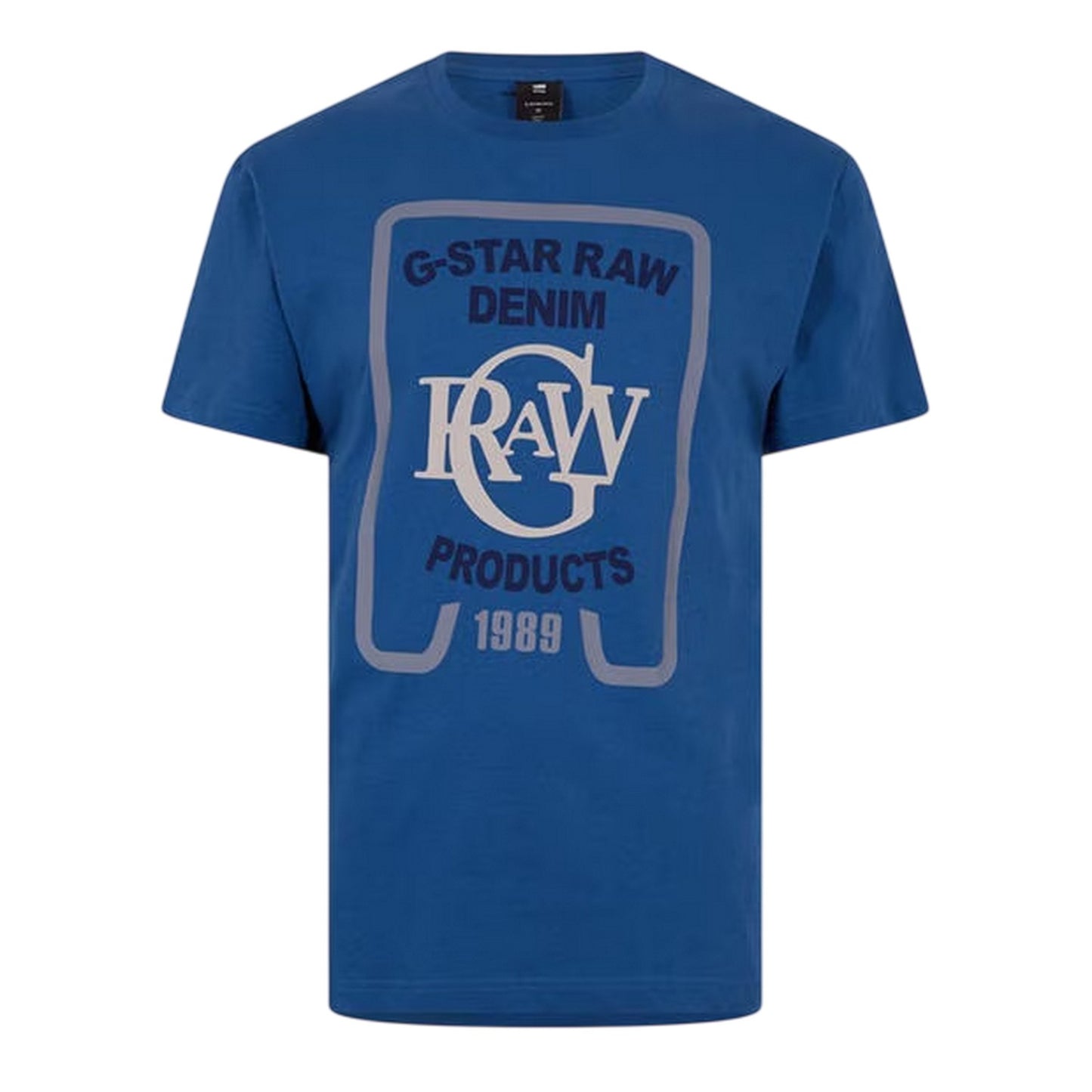 Retro Blue - Front - G-Star Mens Raw 1989 Organic Cotton Regular T-Shirt