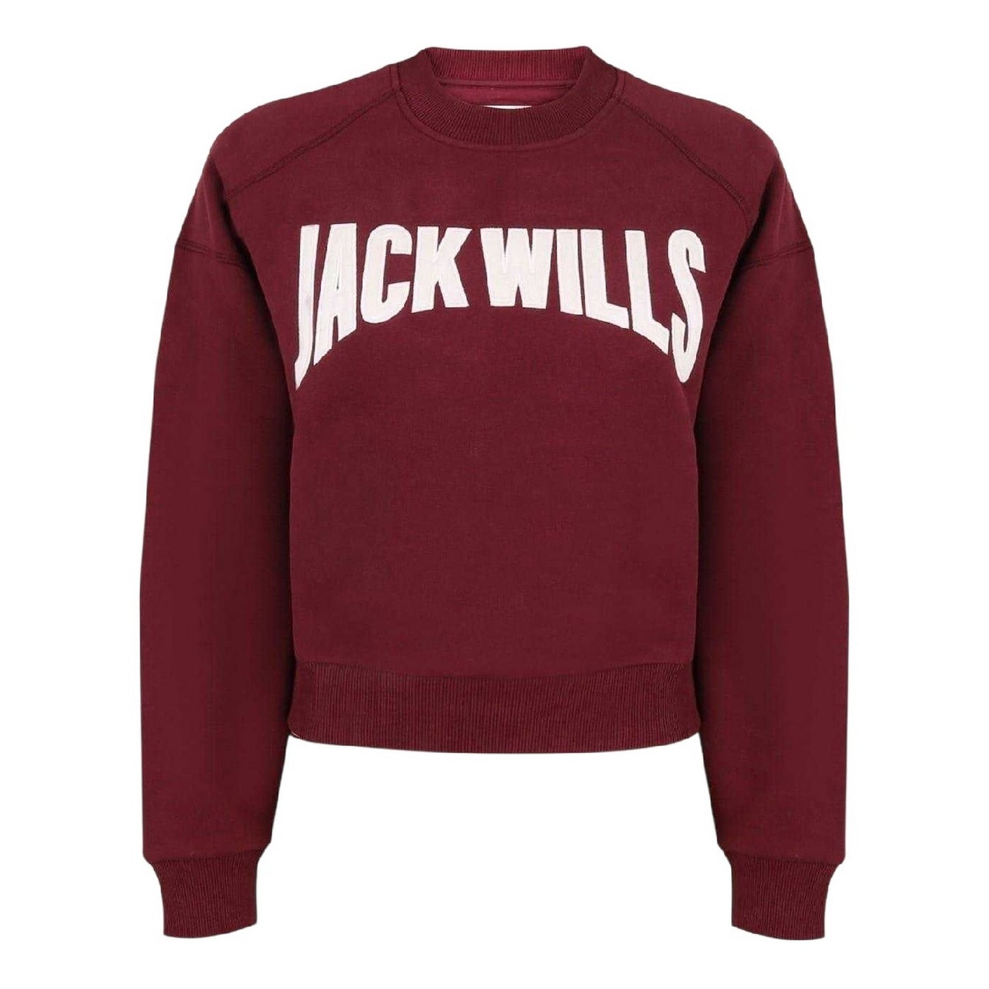 Burgundy - Front - Jack Wills Womens-Ladies Varsity Crew Neck Sweatshirt