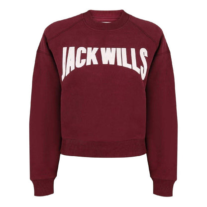 Burgundy - Front - Jack Wills Womens-Ladies Varsity Crew Neck Sweatshirt