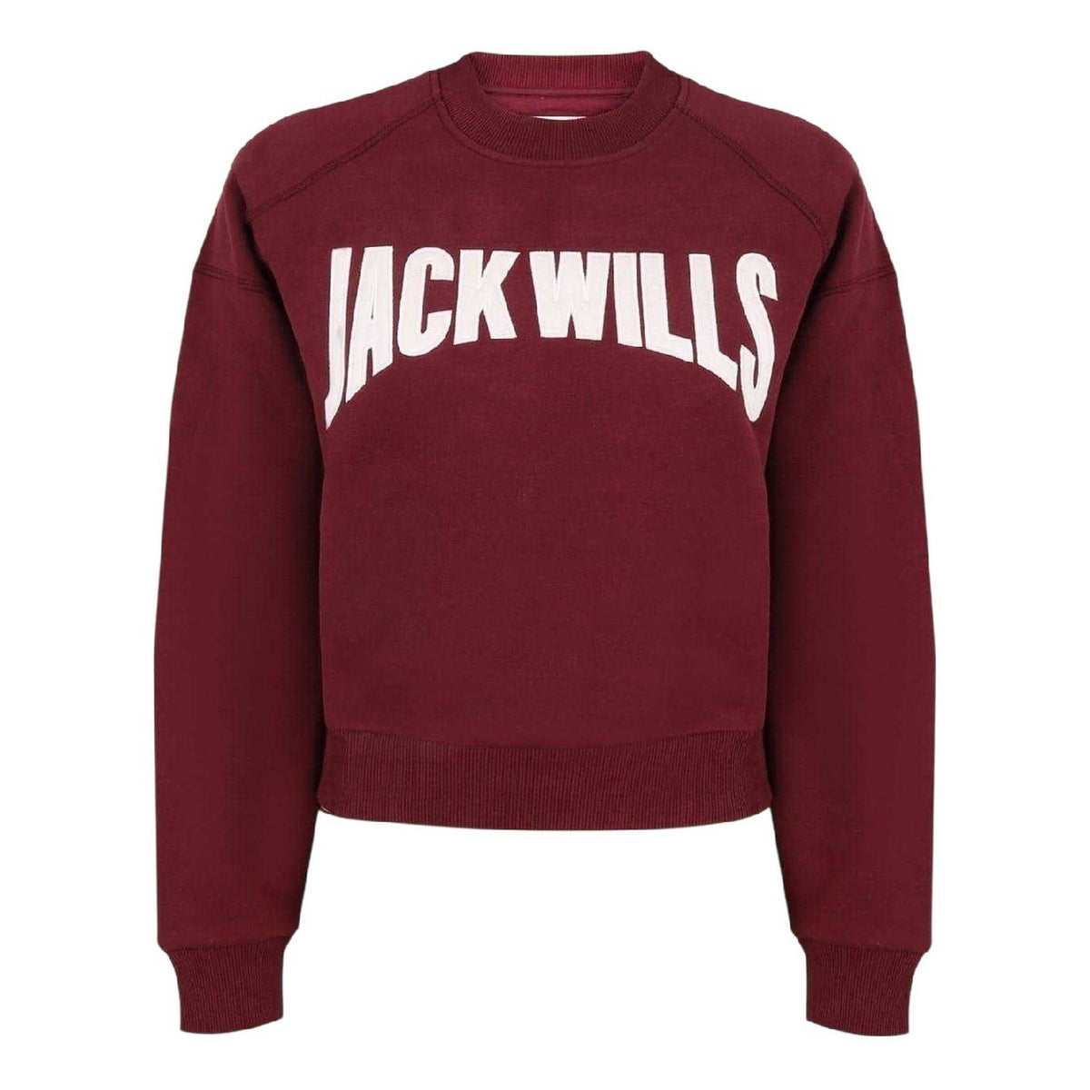 Burgundy - Front - Jack Wills Womens-Ladies Varsity Crew Neck Sweatshirt