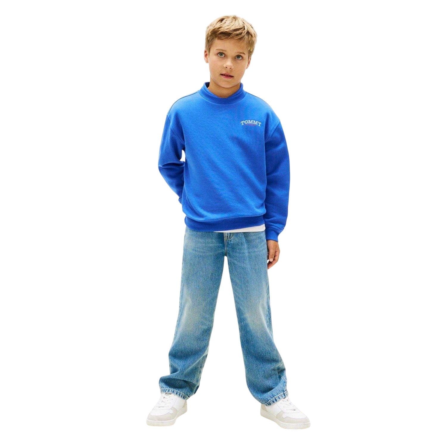 Blue - Side - Tommy Hilfiger Childrens-Kids Monogram Terrycloth Sweatshirt